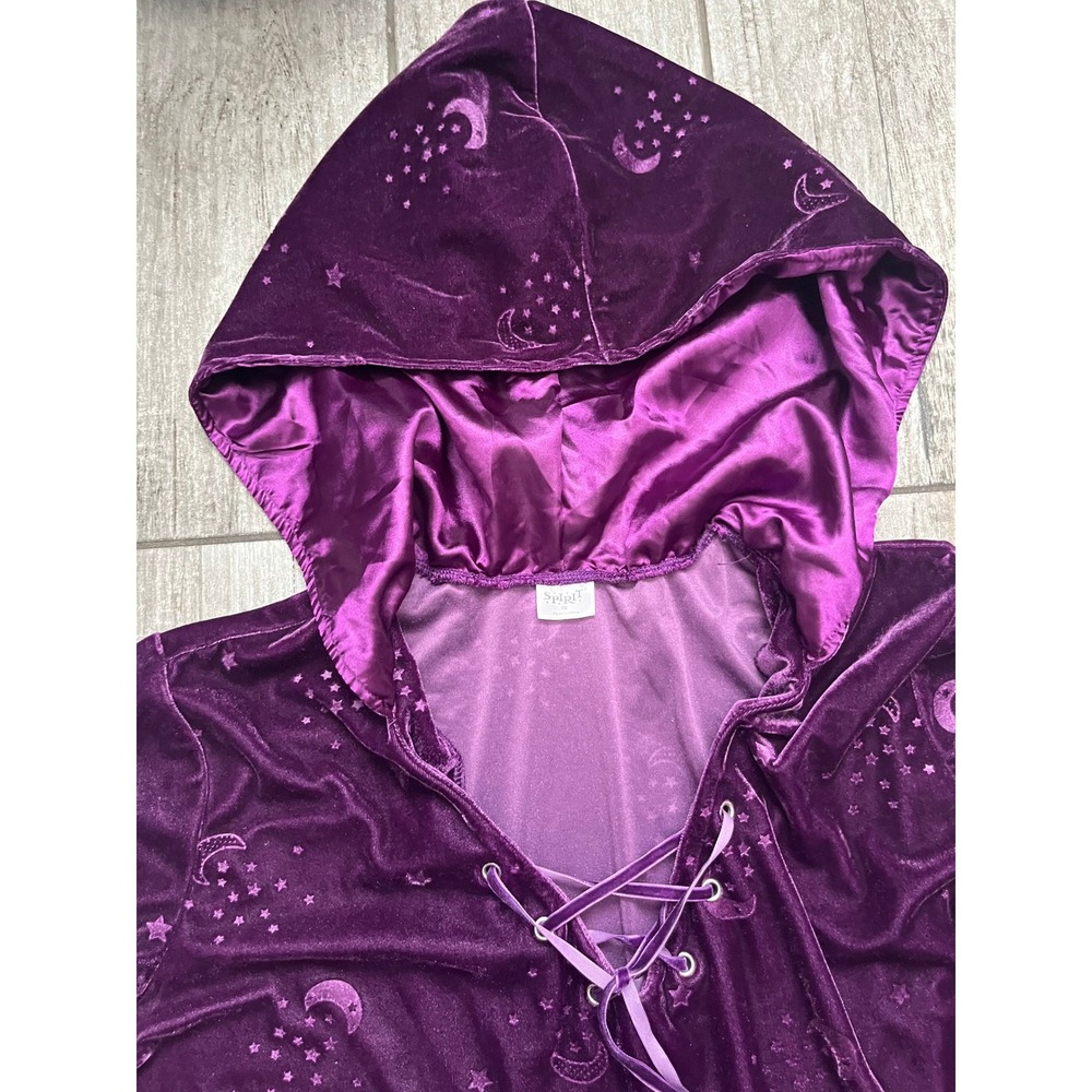Spirit Halloween Celestial Coven Hooded Dress Women 1X Purple Bell Sleeve Witch - Picture 7 of 14